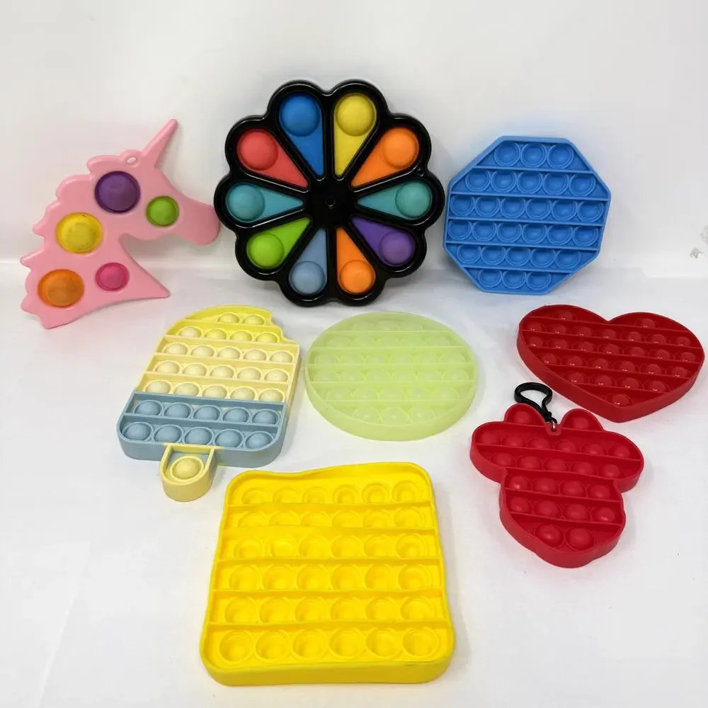 Pop It Fidget Toy Lot Bundle Sensory Toys Glow Alphabet Spinner Unicorn